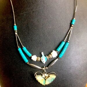 Vintage butterfly turquoise necklace